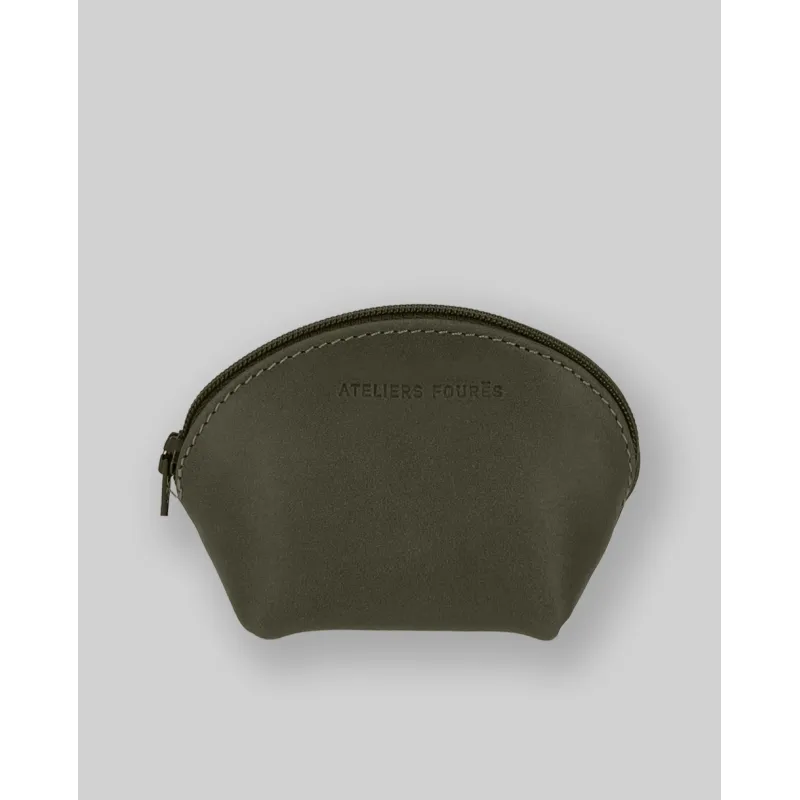 Bourse zippée Nymphe Kaki - Atelier Fourès