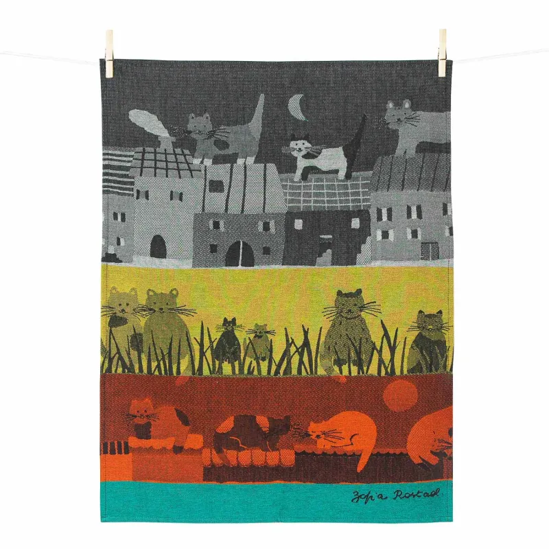 Torchon La nuit des chats - Tissage Moutet