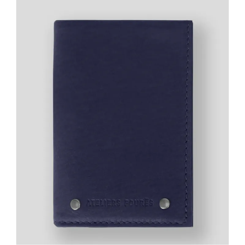 Mini Portefeuille Pegase vertical - Marine - Atelier Fourès