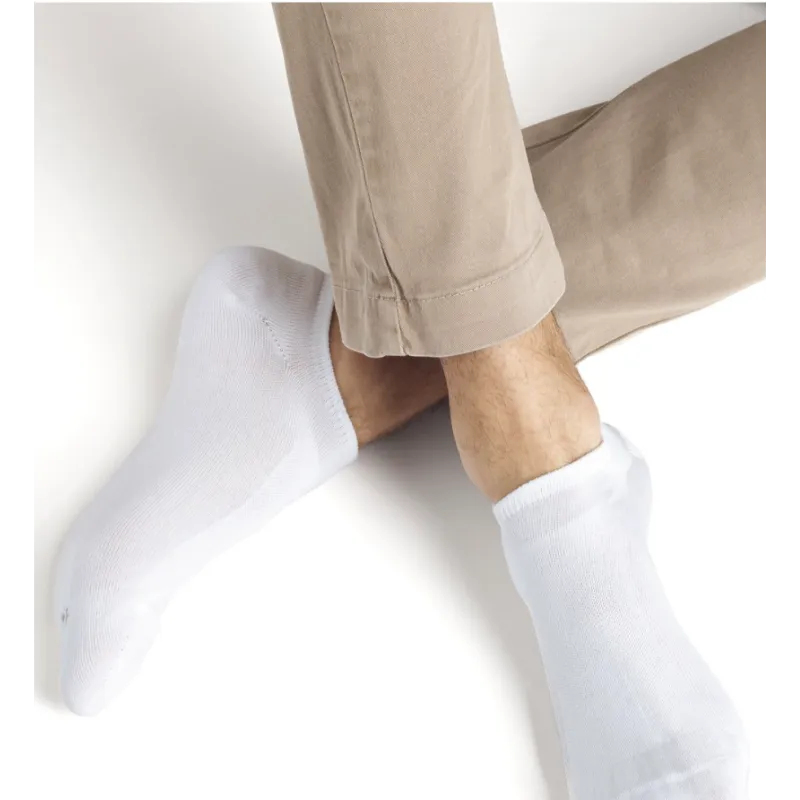 Duo socquettes fil d'écosse blanc homme - Bleu forêt