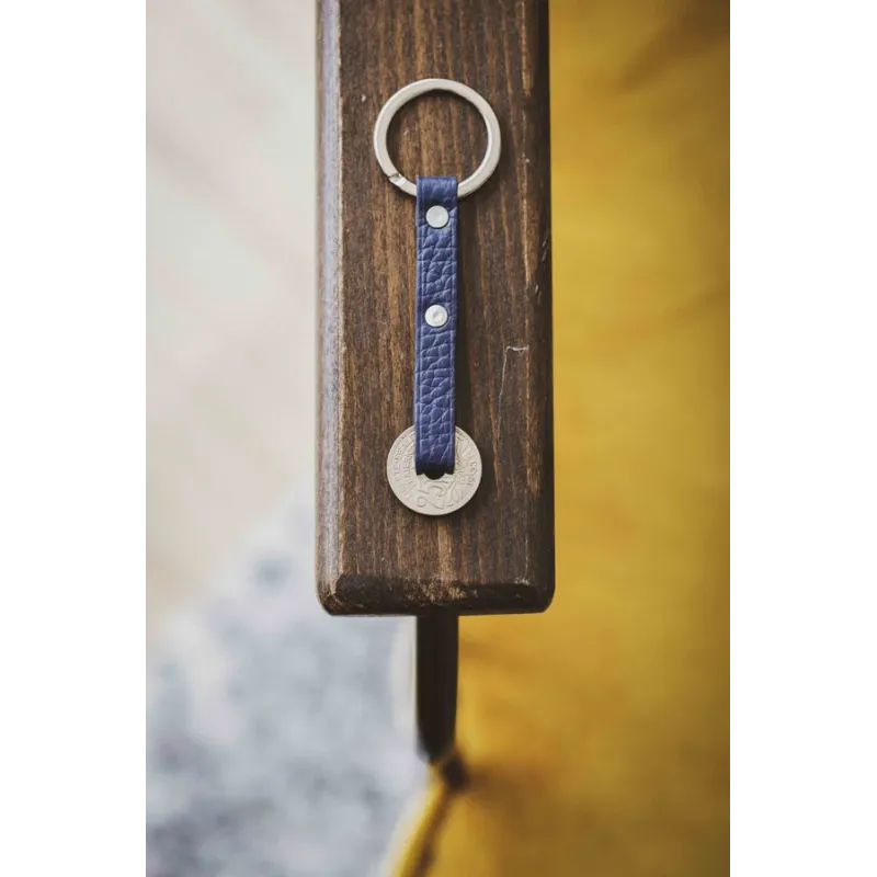Porte clé Claude cuir Bleu marine - Le Sou Français