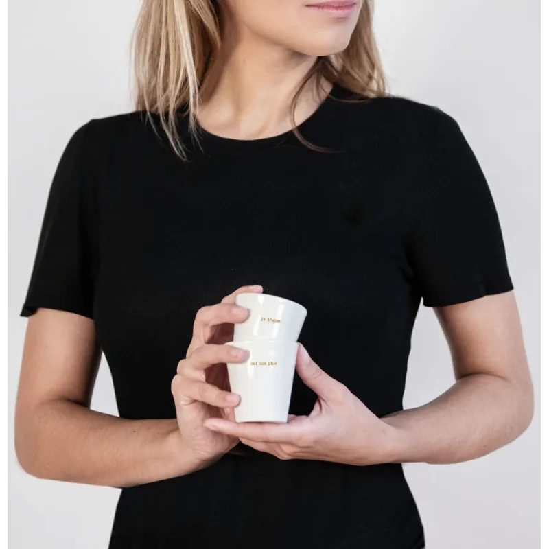 Coffret duo tasse expresso Je t'aime/moi non plus  - Sophie Masson Porcelaine
