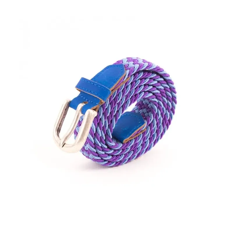 Ceinture fine tressée Violet Bleu - Vertical
