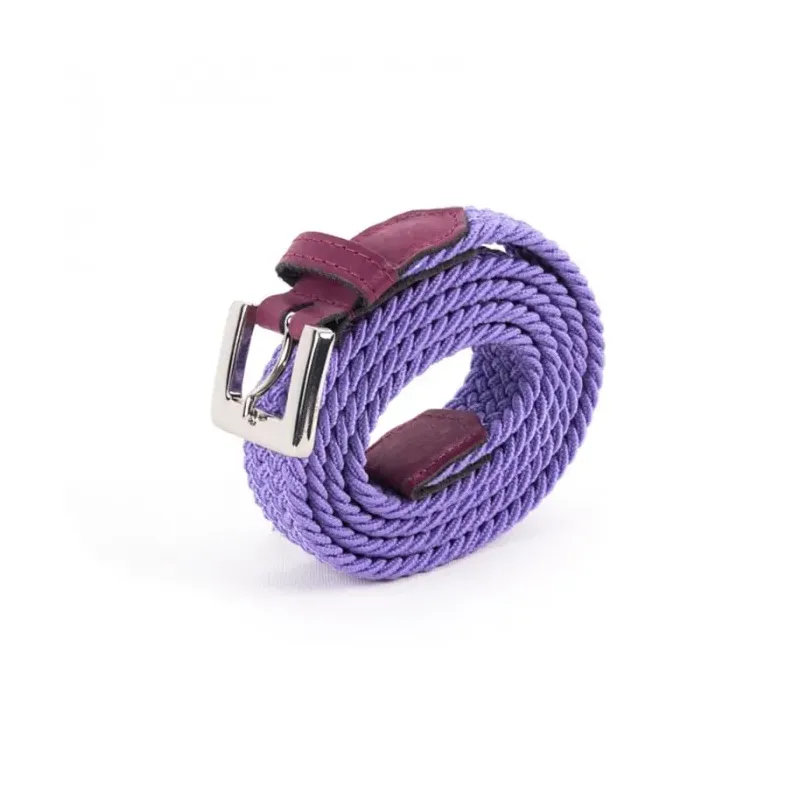 Ceinture fine tressée violet bordeaux - Vertical