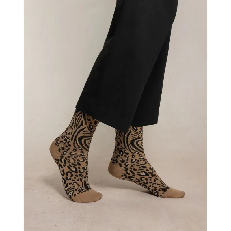 Chaussettes Laine Fine peau de bête Fauve - Bleu Forêt