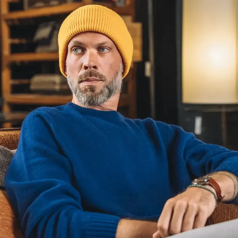 Pull laine cachemire Gaspard bleu - Cezembre