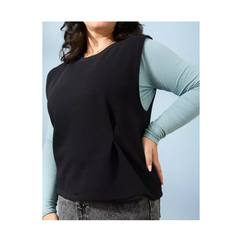 Sweat sans manche  Noir Malia - Lemahieu