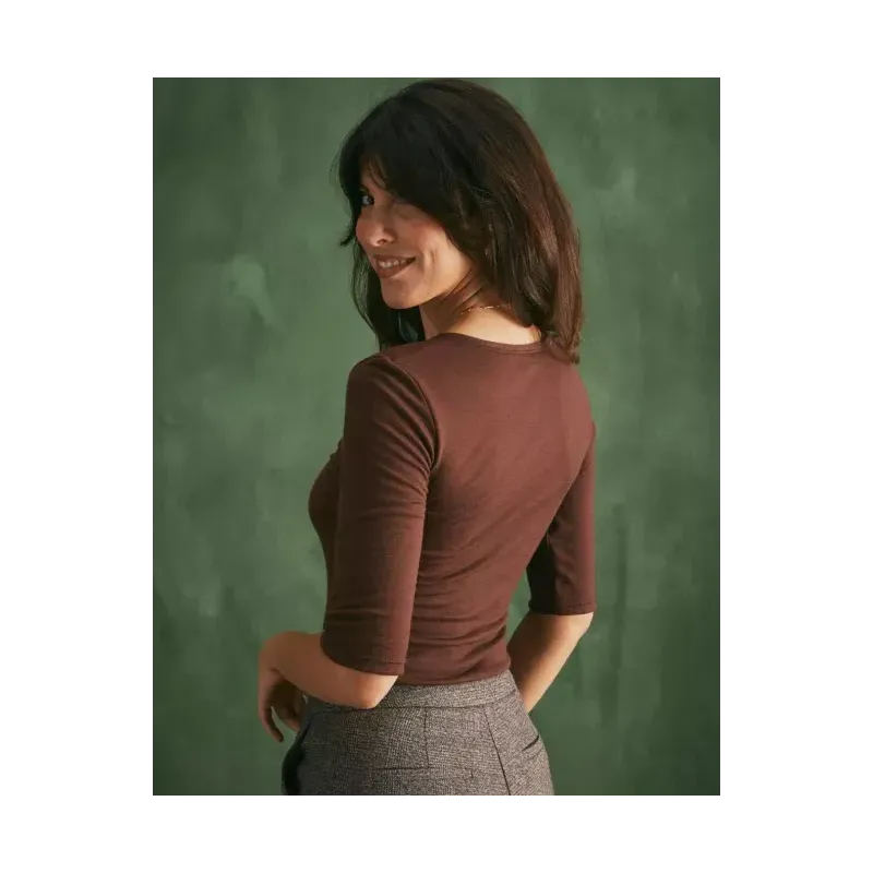 Tee shirt mérinos Ellen chocolat - lemahieu