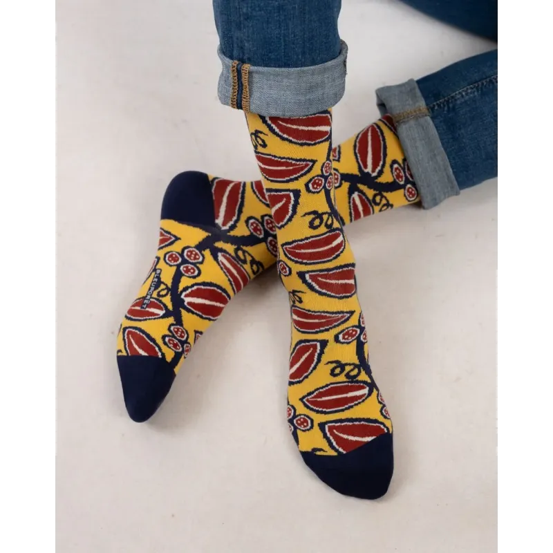 Chaussettes fèves - Bleu Forêt