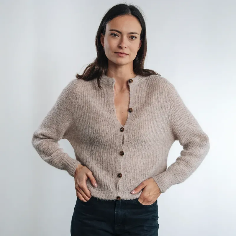 Cardigan en Alpaga Alba rose grisé - Cezembre