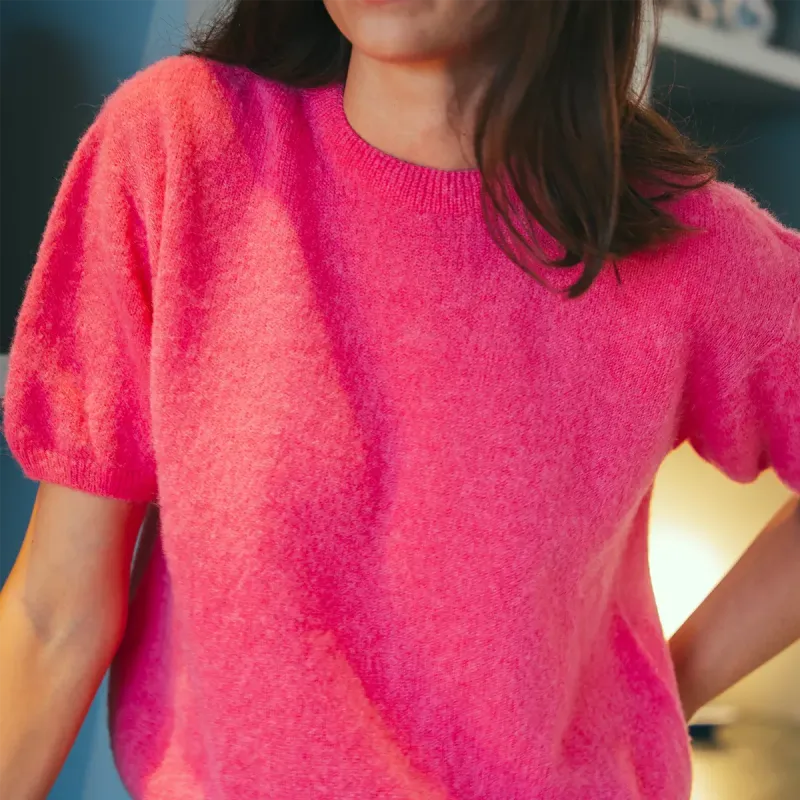 Tee shirt en alpaga Anette rose néon - Cézembre