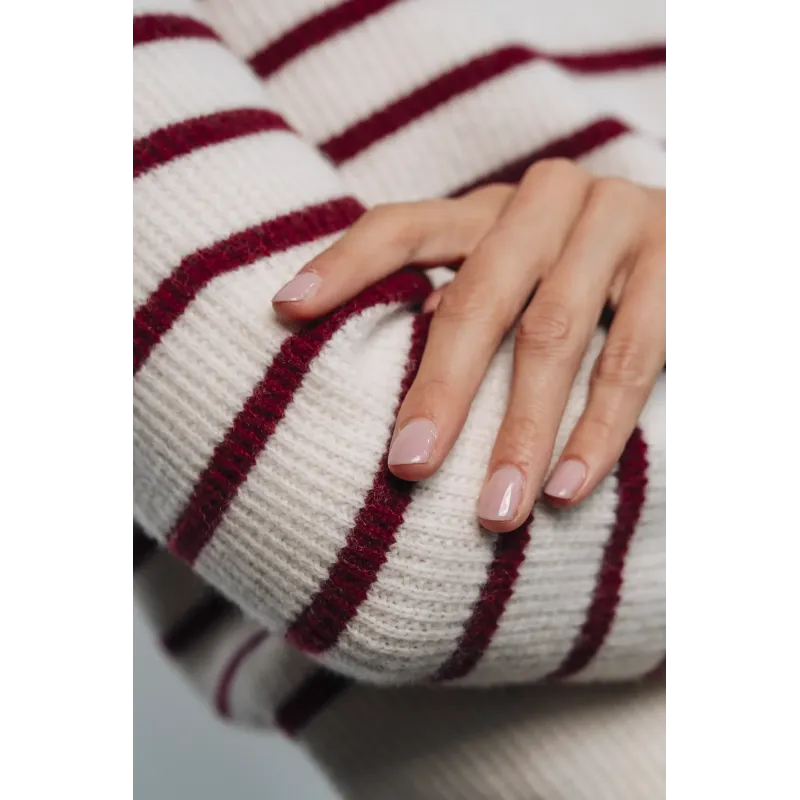 Pull Sablon rayé écru bordeaux - Cézembre