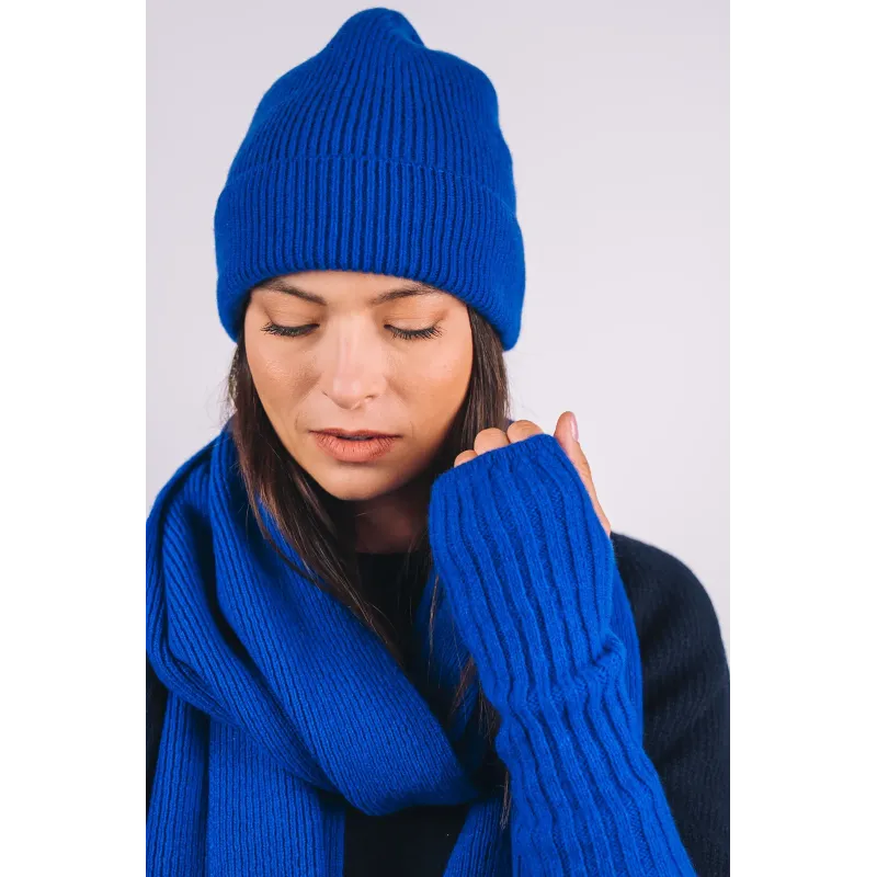 Mitaines mérinos et cachemire bleu électrique - Cezembre