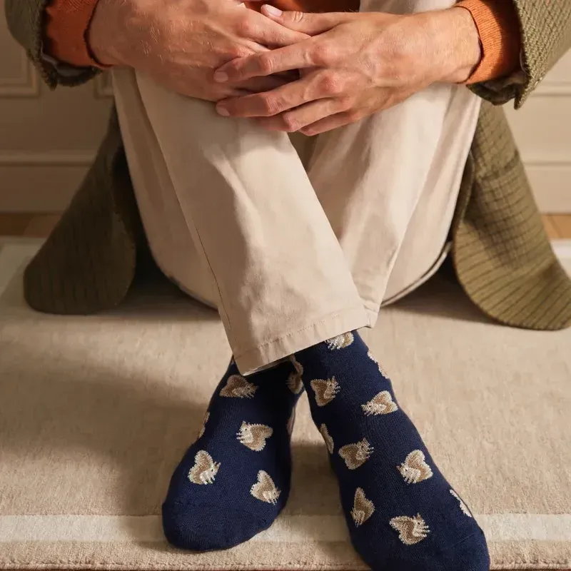 Les écureuils - Chaussettes laine merinos - Maison Broussaud