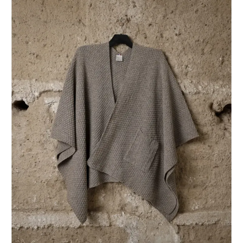 Poncho Limousine femme Beige Foncé - Laines du Forez