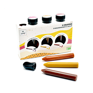 Coffret gastraunote 3 crayons : framboise et estragon bio, curry et curcuma bio, paprika fumé bio - Ocni