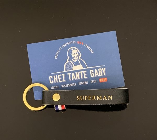 Superman - Porte clé cuir noir - Léonny Cha
